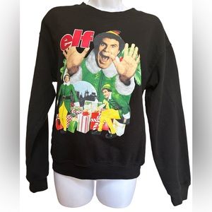 Buddy the Elf Movie Sweatshirt Christmas Pullover Crew Black SZ S